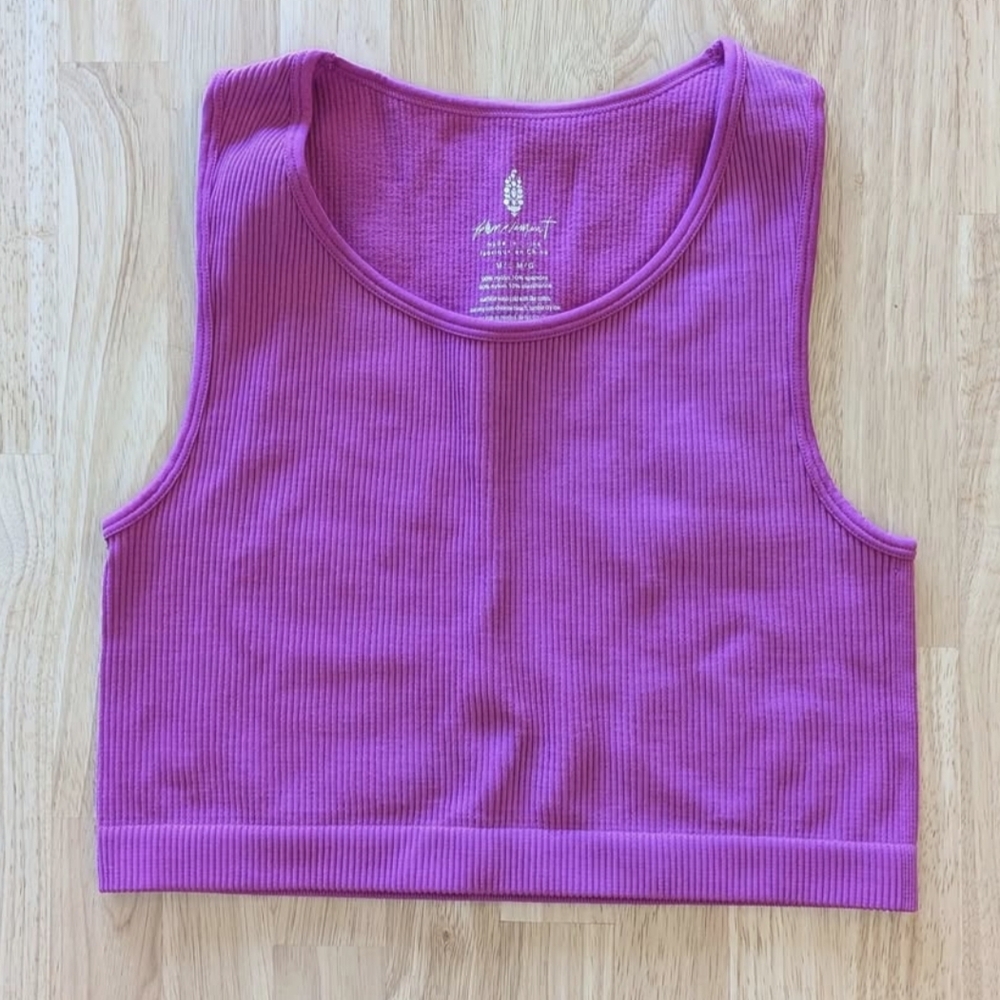 Free People Pink Ribbed Crop Top